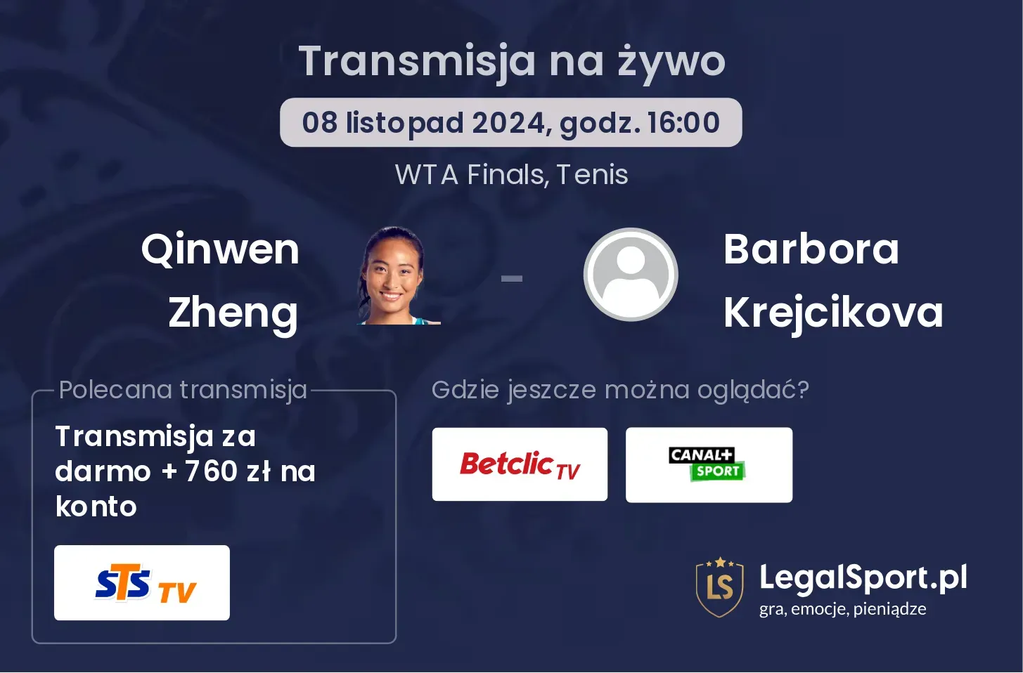 Qinwen Zheng - Barbora Krejcikova transmisja na żywo