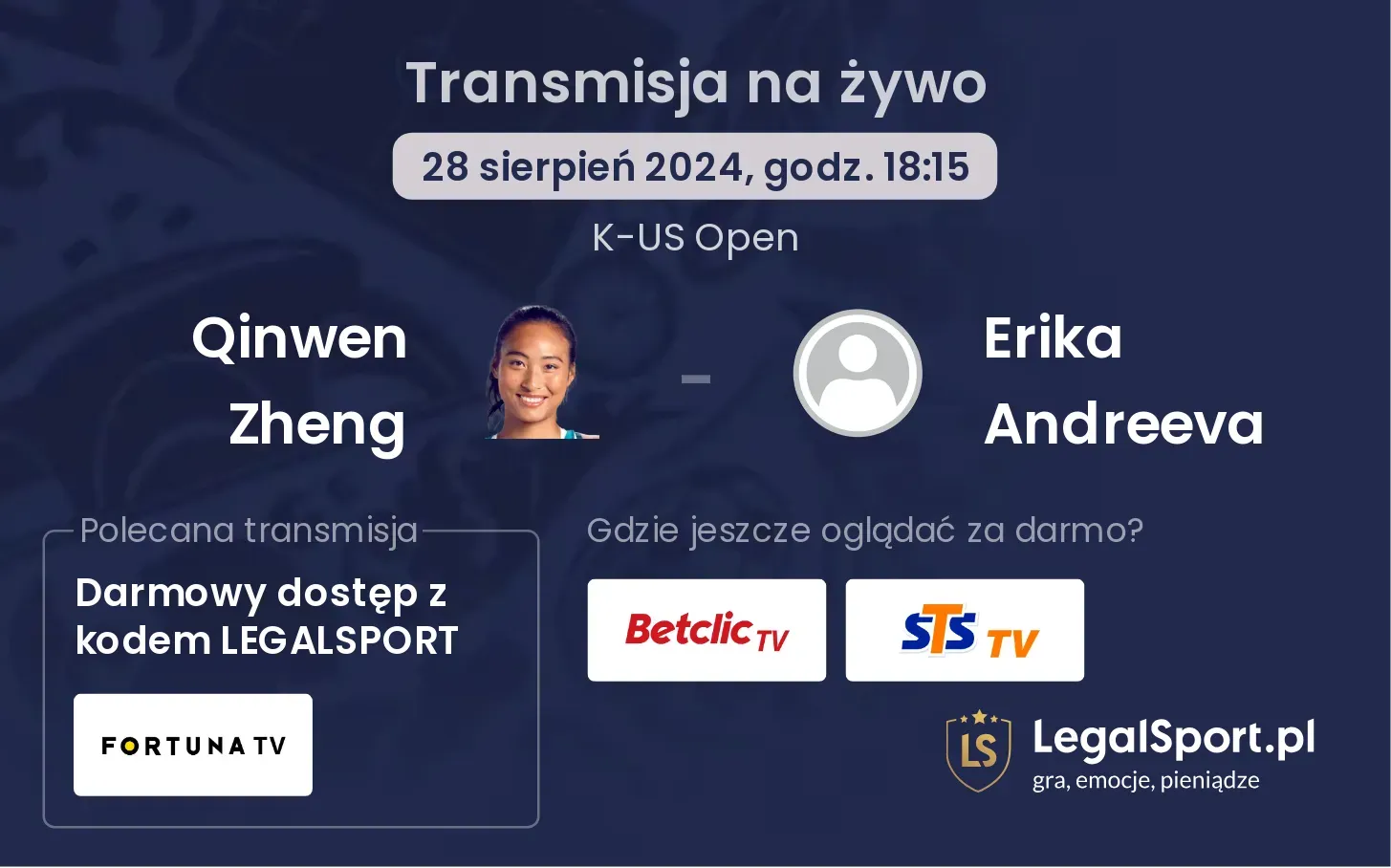 Qinwen Zheng - Erika Andreeva transmisja na żywo