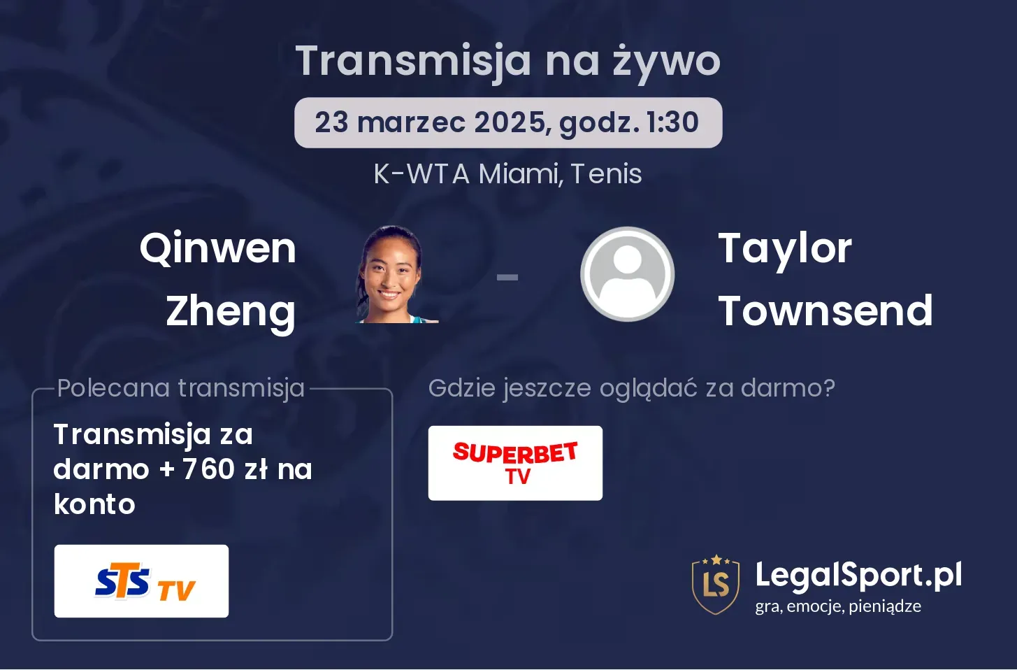 Qinwen Zheng - Taylor Townsend gdzie oglądać transmisję?