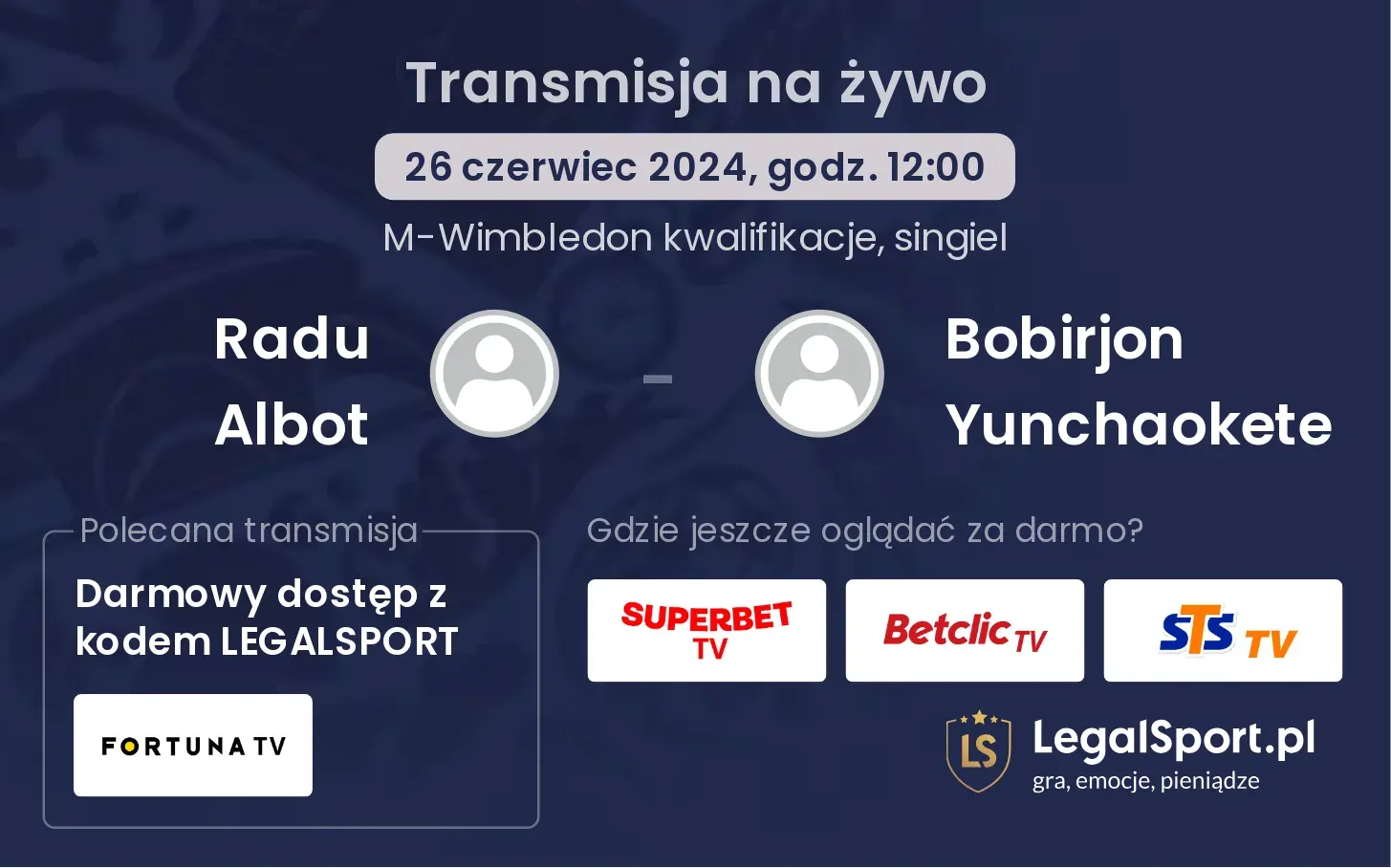 Radu Albot - Bobirjon Yunchaokete gdzie oglądać? Transmisja online za darmo (26.06, godz. 12:00)