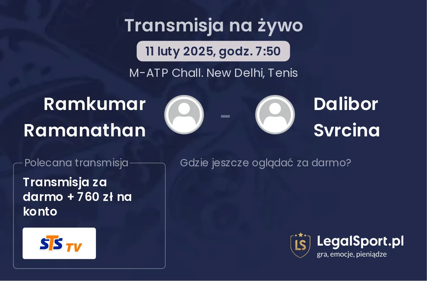 Ramkumar Ramanathan - Dalibor Svrcina transmisja na żywo