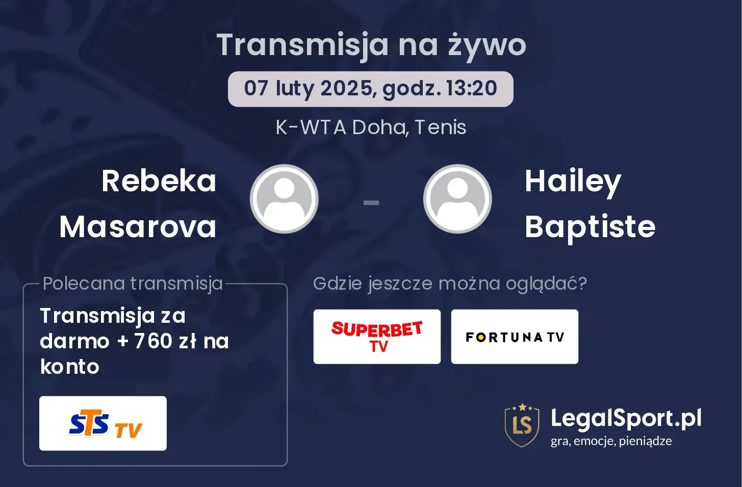 Rebeka Masarova - Hailey Baptiste transmisja na żywo