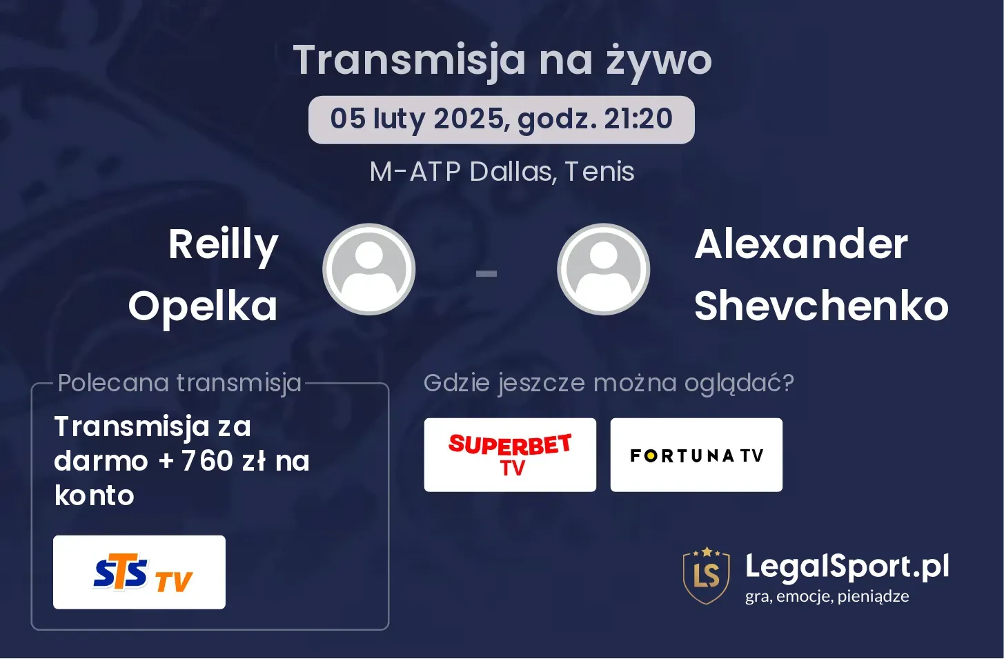 Reilly Opelka - Alexander Shevchenko transmisja na żywo