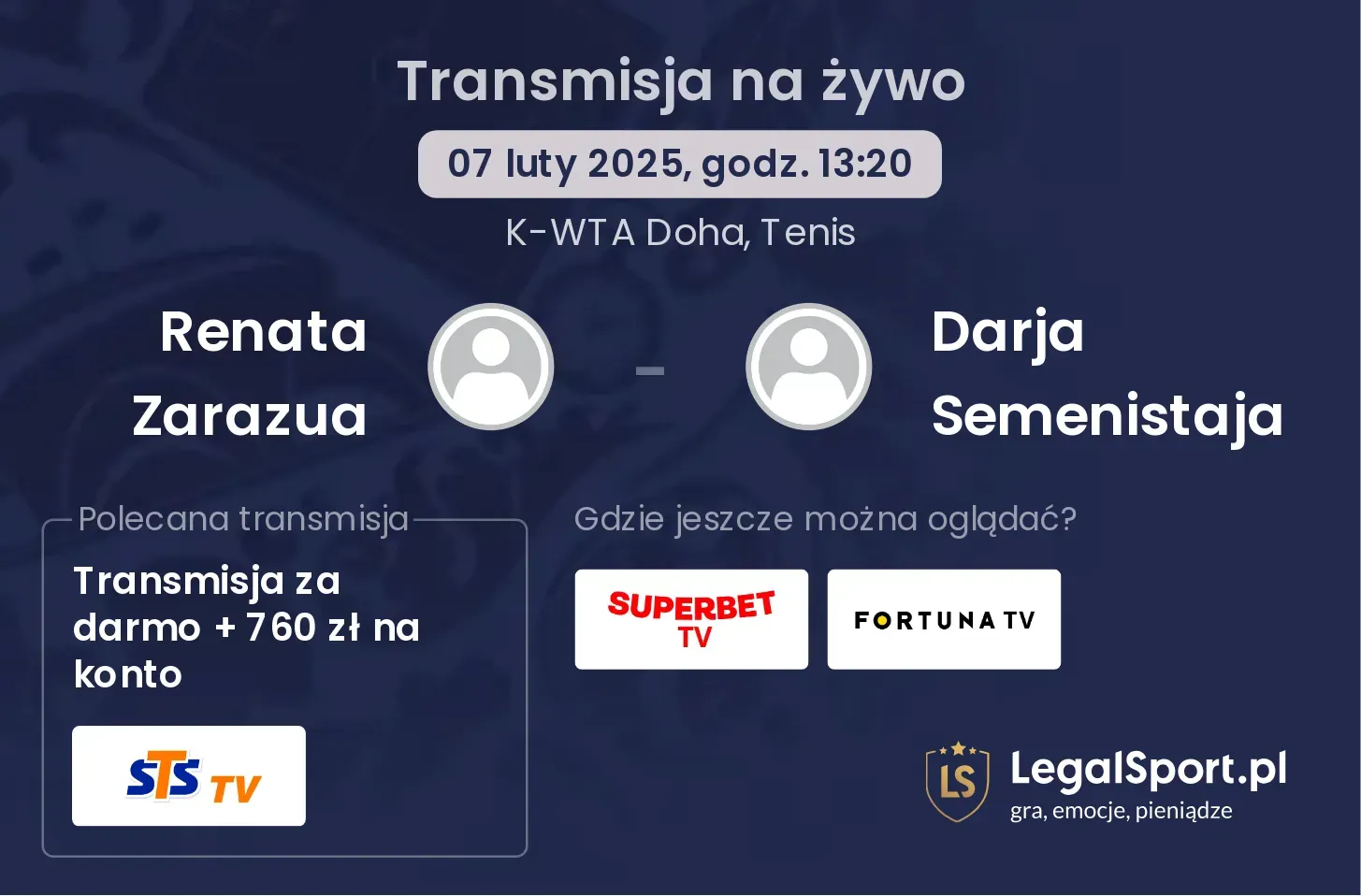 Renata Zarazua - Darja Semenistaja transmisja na żywo