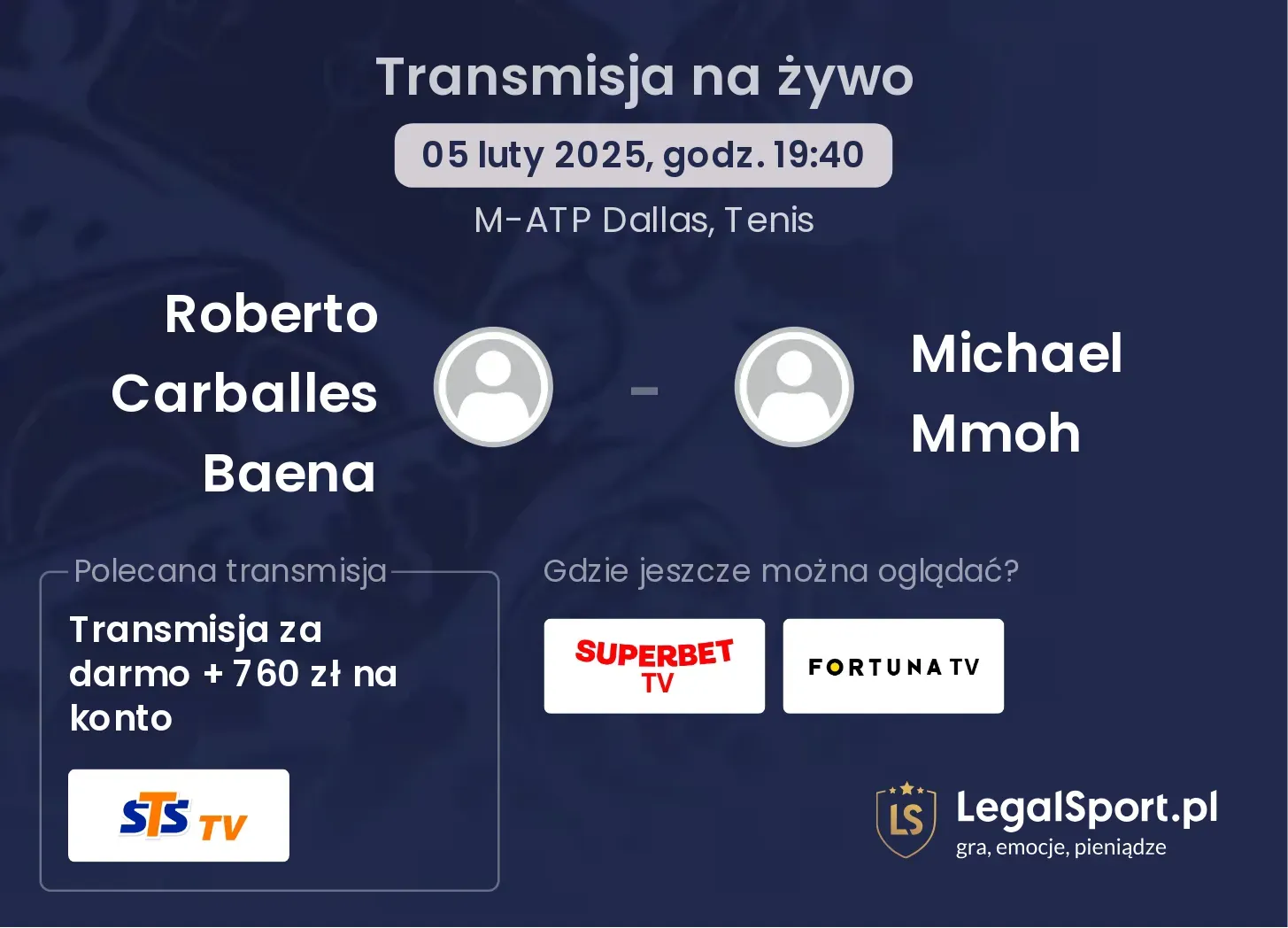 Roberto Carballes Baena - Michael Mmoh transmisja na żywo