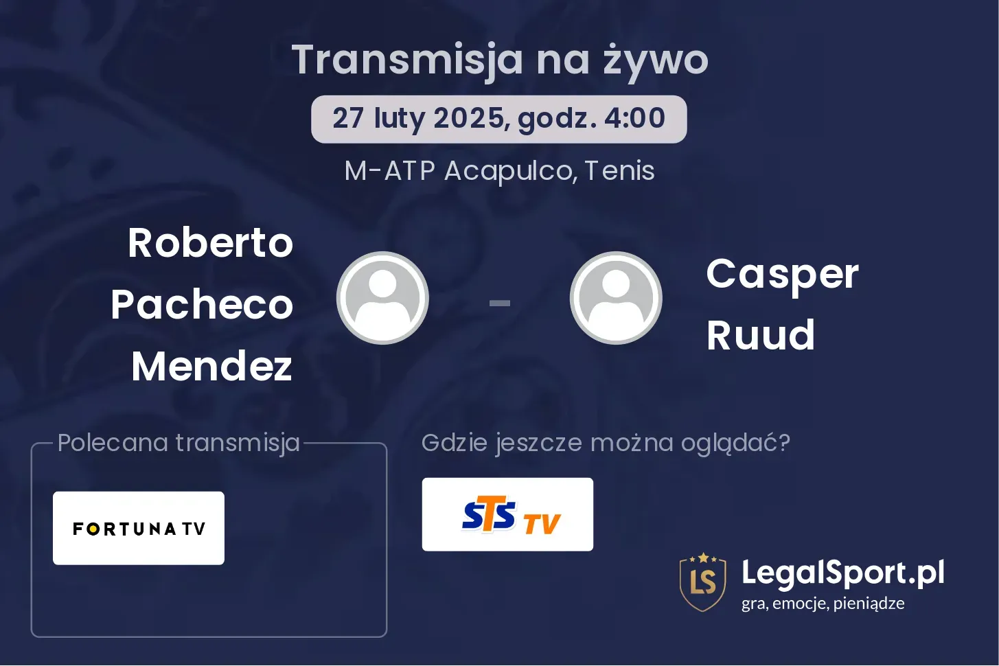 Roberto Pacheco Mendez - Casper Ruud gdzie oglądać transmisję?