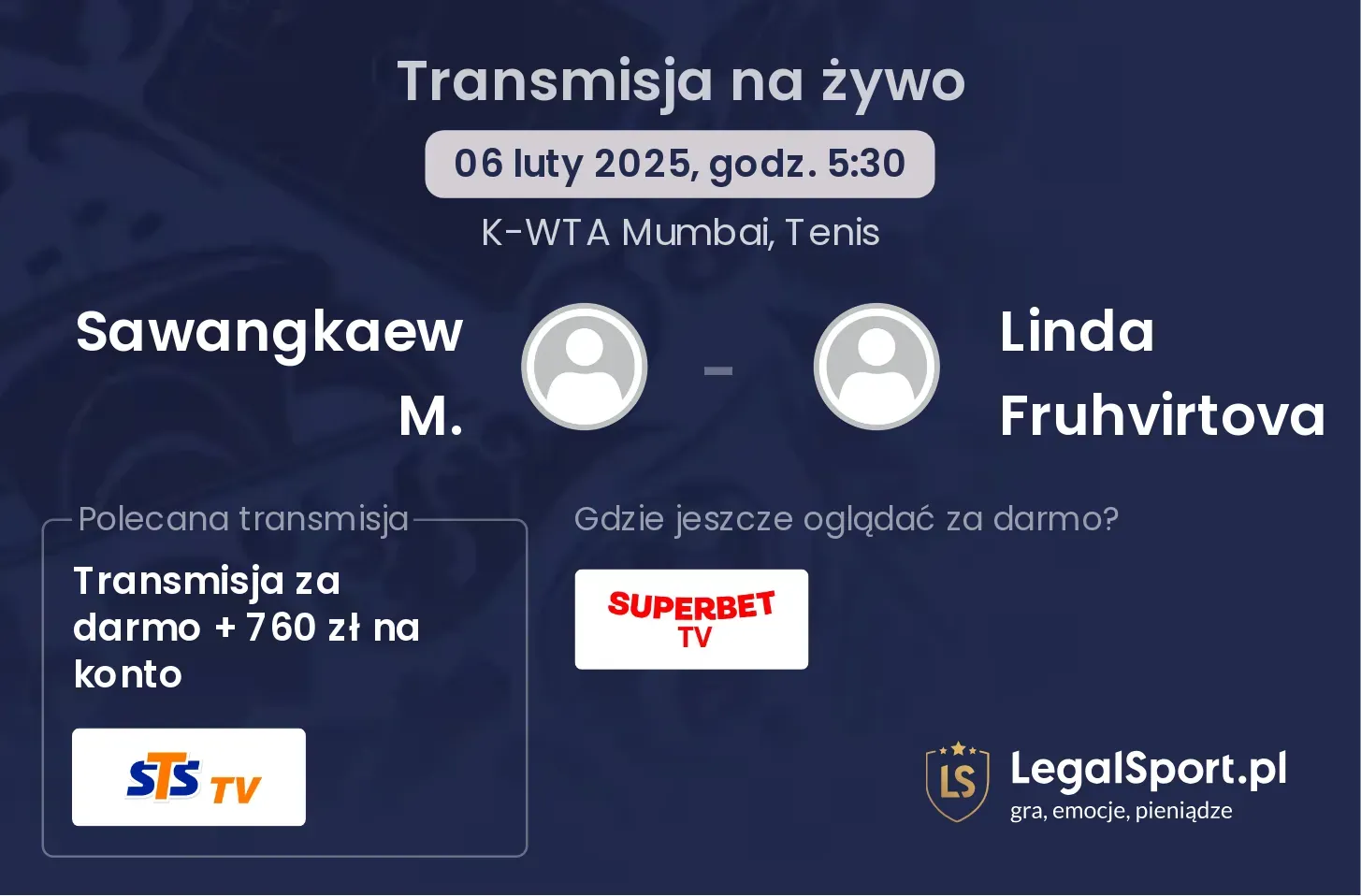 Sawangkaew M. - Linda Fruhvirtova gdzie oglądać transmisję?