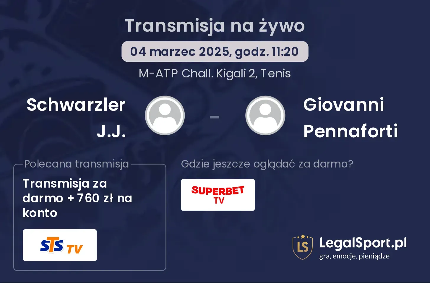 Schwarzler J.J. - Giovanni Pennaforti gdzie oglądać transmisję?