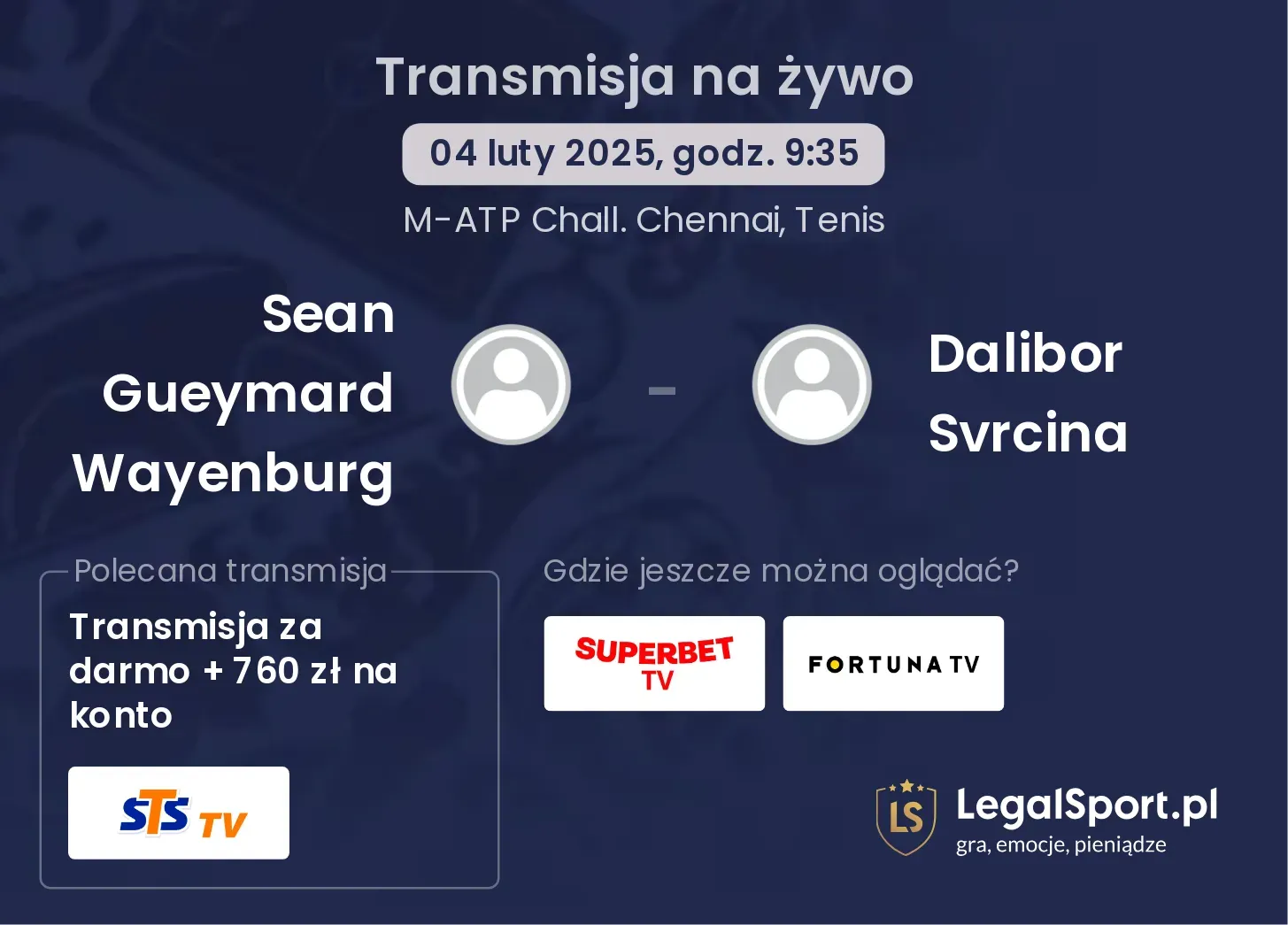 Sean Gueymard Wayenburg - Dalibor Svrcina transmisja na żywo