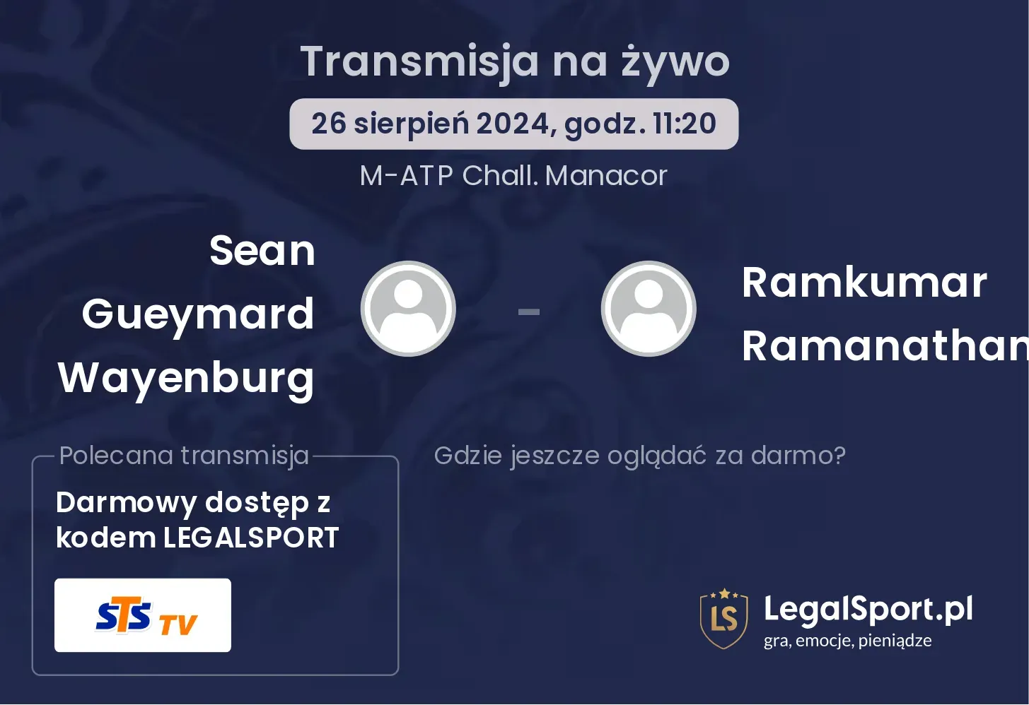 Sean Gueymard Wayenburg - Ramkumar Ramanathan transmisja na żywo