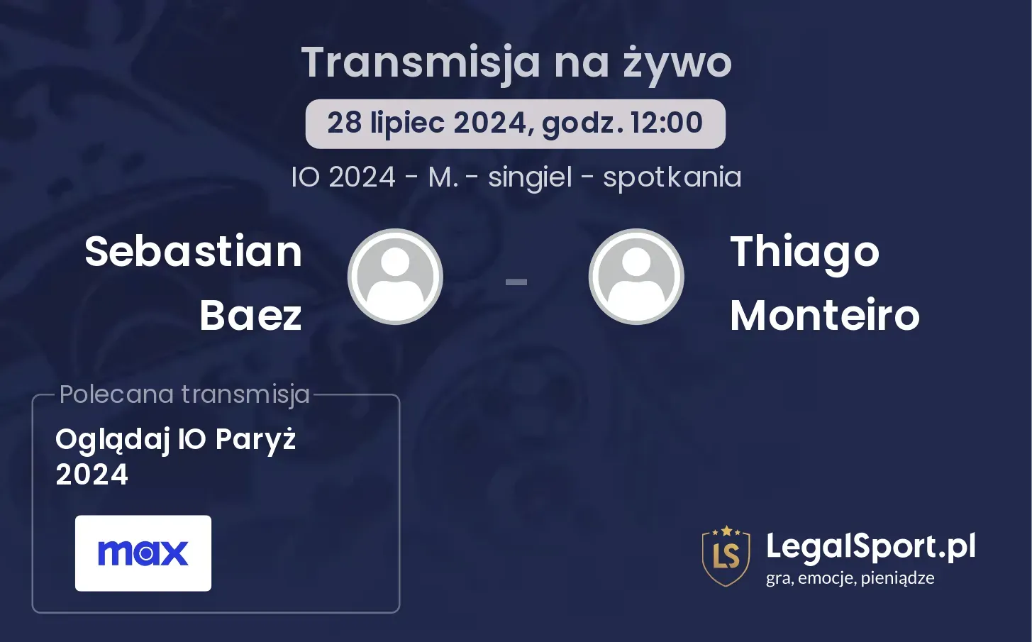 Sebastian Baez - Thiago Monteiro gdzie oglądać? (28.07, godz. 12:00)