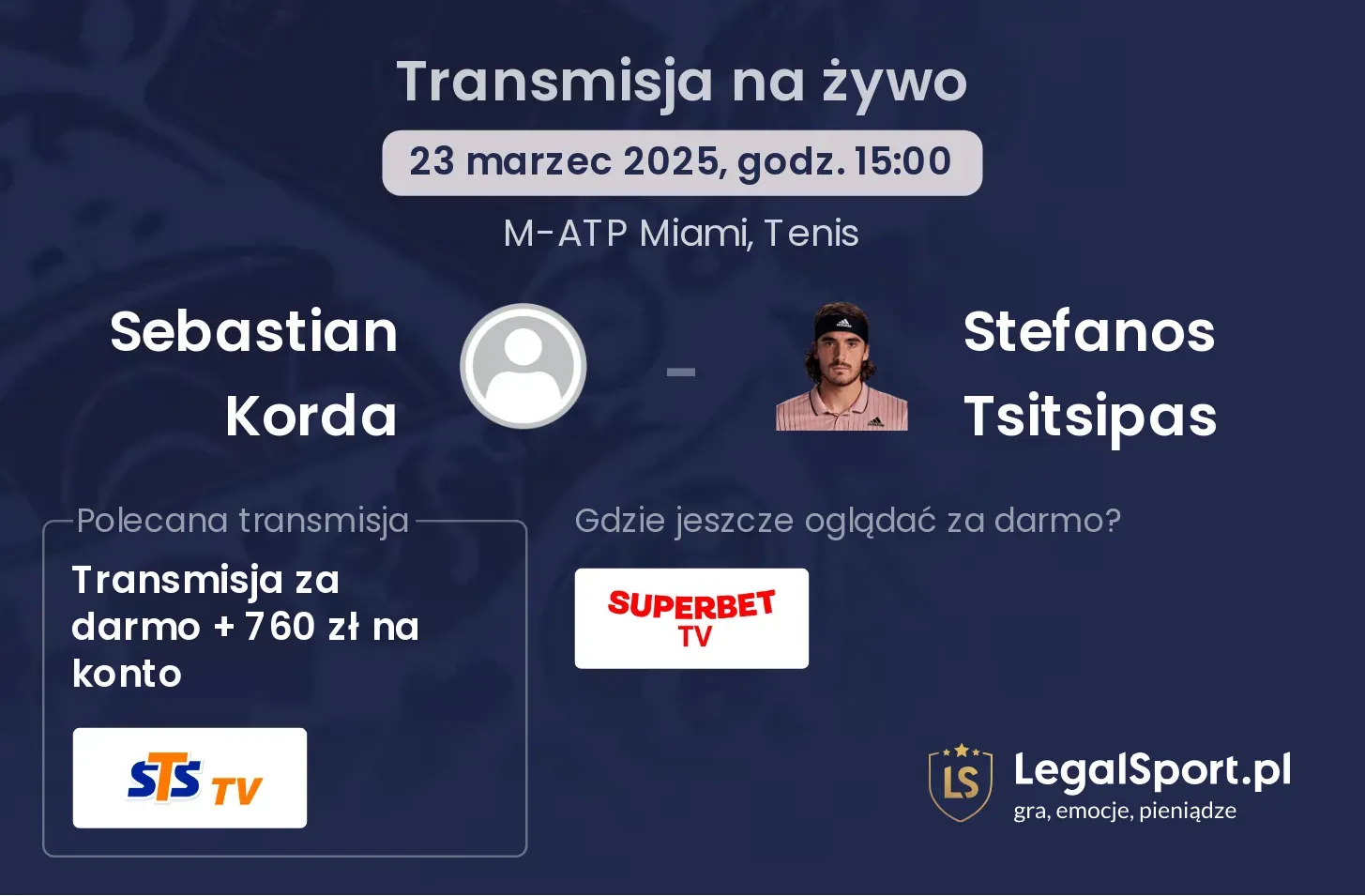 Sebastian Korda - Stefanos Tsitsipas transmisja na żywo