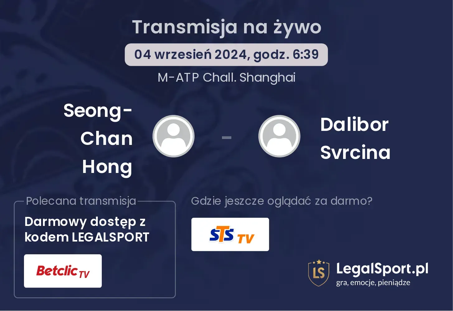 Seong-Chan Hong - Dalibor Svrcina transmisja na żywo