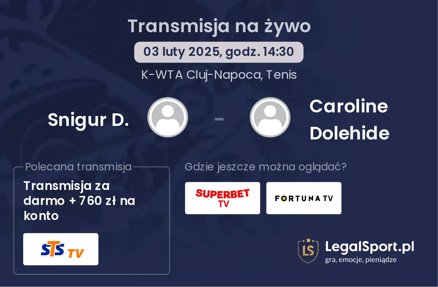 Snigur D. - Caroline Dolehide transmisja na żywo