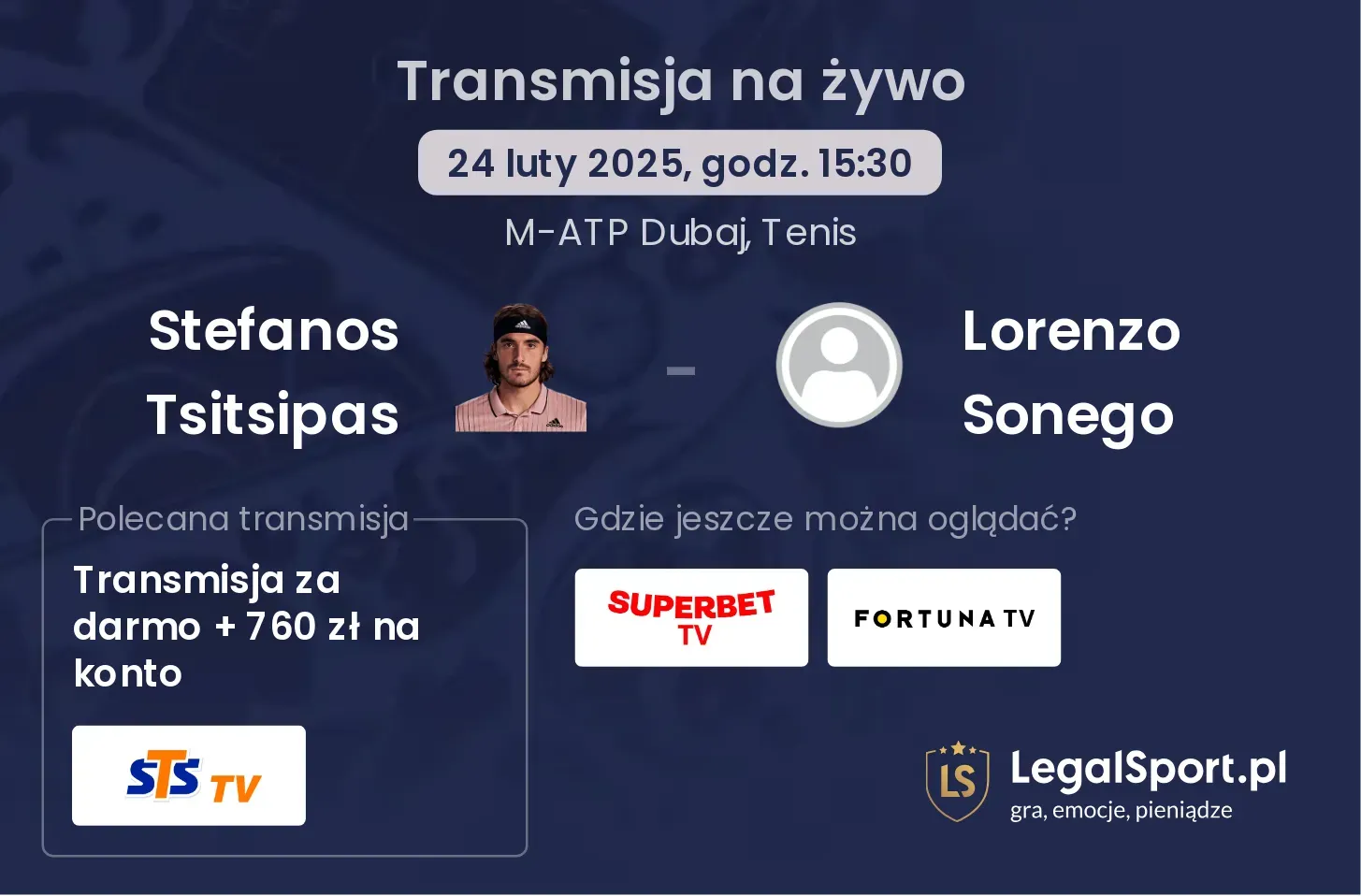 Stefanos Tsitsipas - Lorenzo Sonego transmisja na żywo