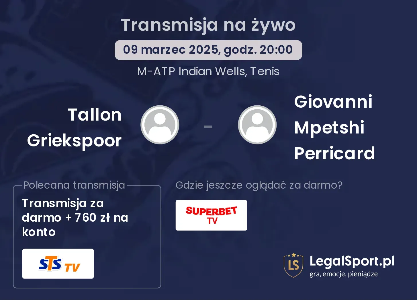 Tallon Griekspoor - Giovanni Mpetshi Perricard transmisja na żywo