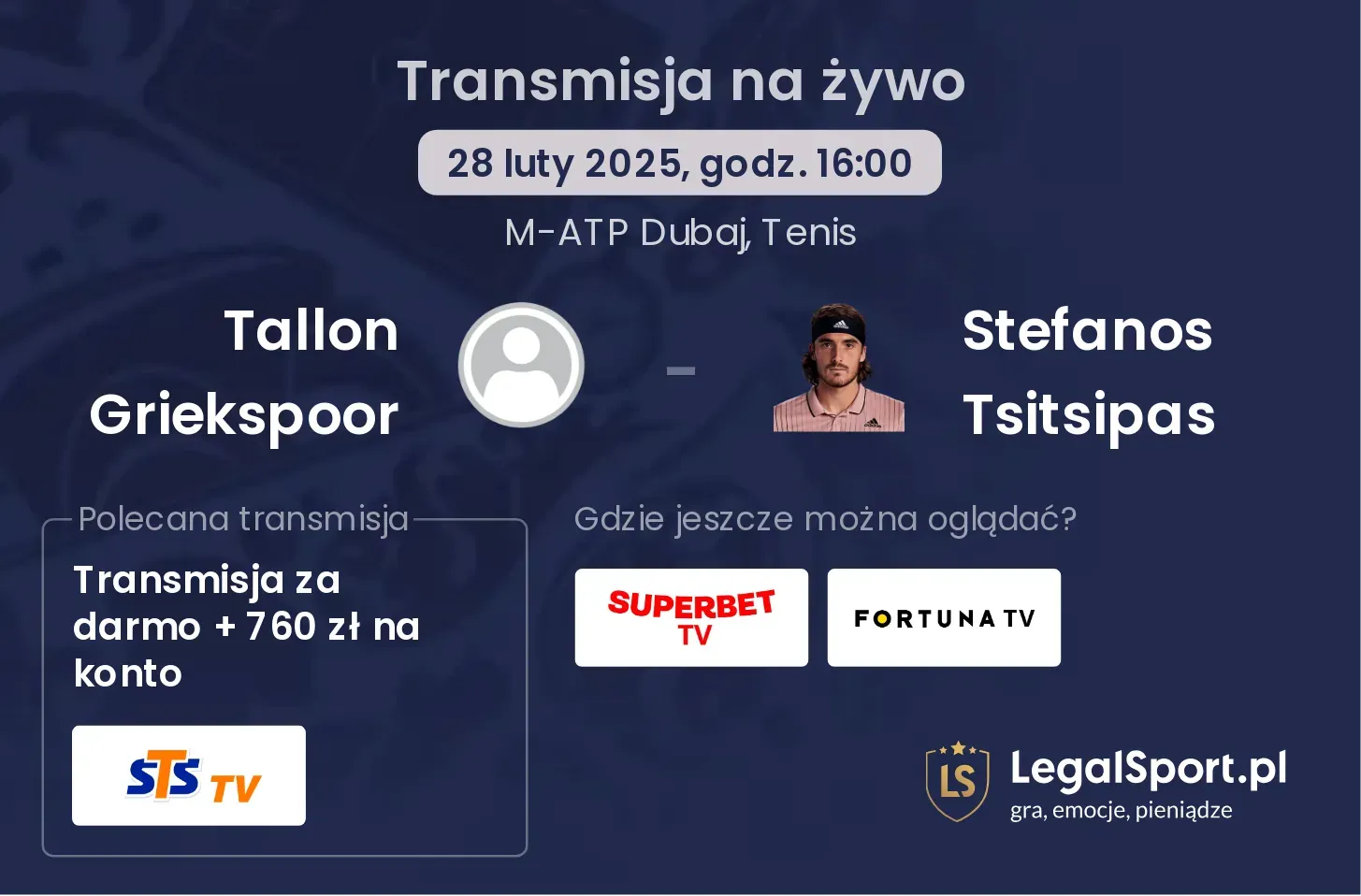 Tallon Griekspoor - Stefanos Tsitsipas transmisja na żywo