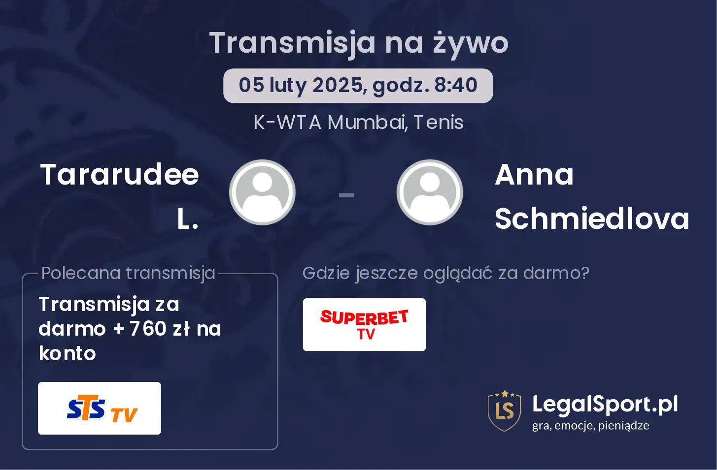 Tararudee L. - Anna Schmiedlova transmisja na żywo