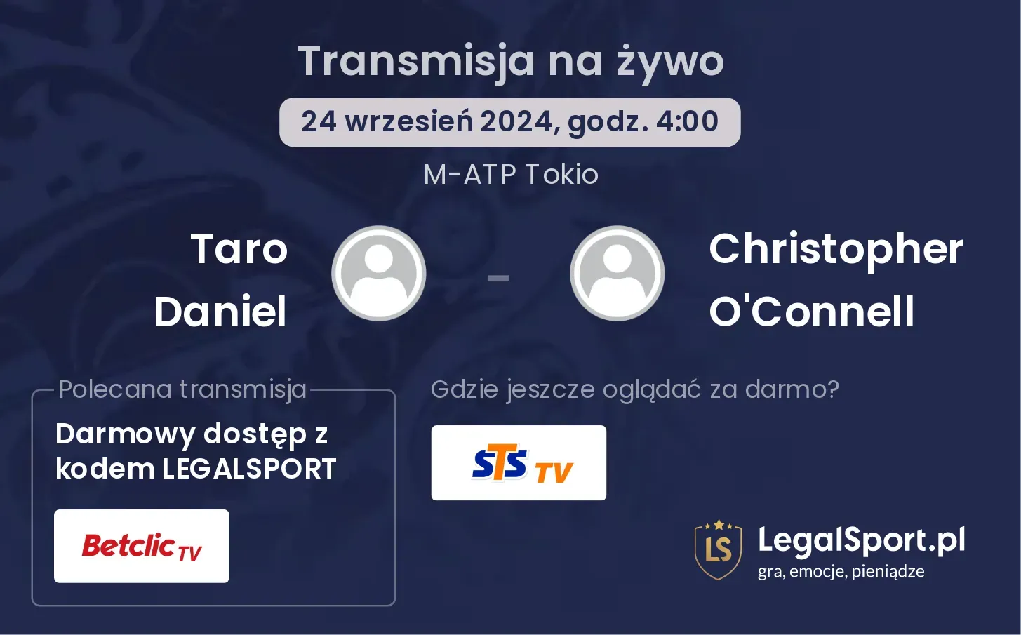 Taro Daniel - Christopher O'Connell transmisja na żywo