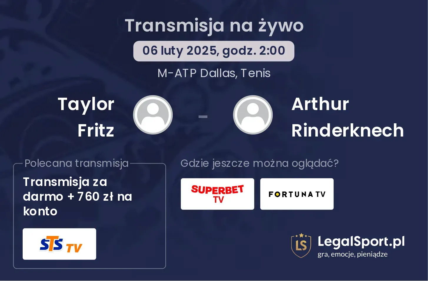 Taylor Fritz - Arthur Rinderknech gdzie oglądać?