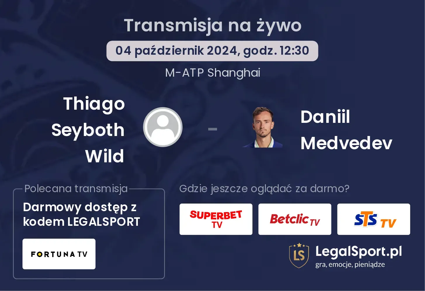 Thiago Seyboth Wild - Daniil Medvedev transmisja na żywo