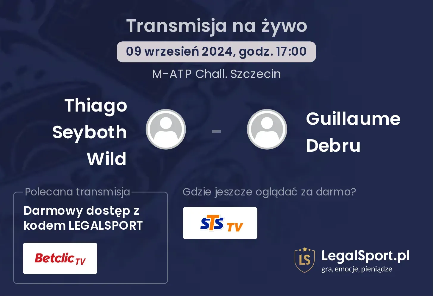 Thiago Seyboth Wild - Guillaume Debru transmisja na żywo