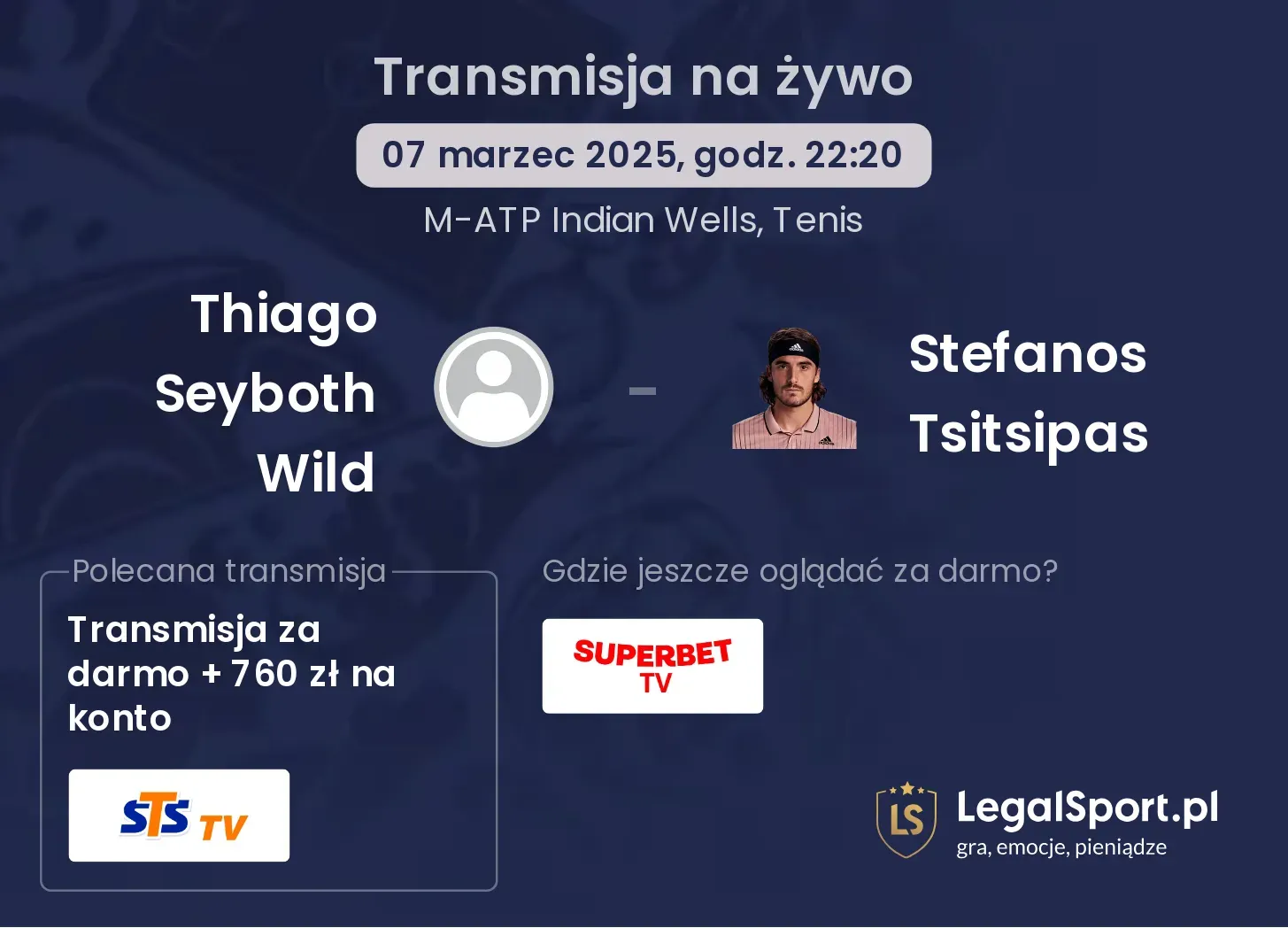 Thiago Seyboth Wild - Stefanos Tsitsipas transmisja na żywo