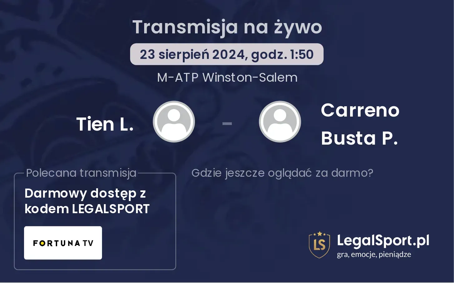 Tien L. - Carreno Busta P. transmisja na żywo