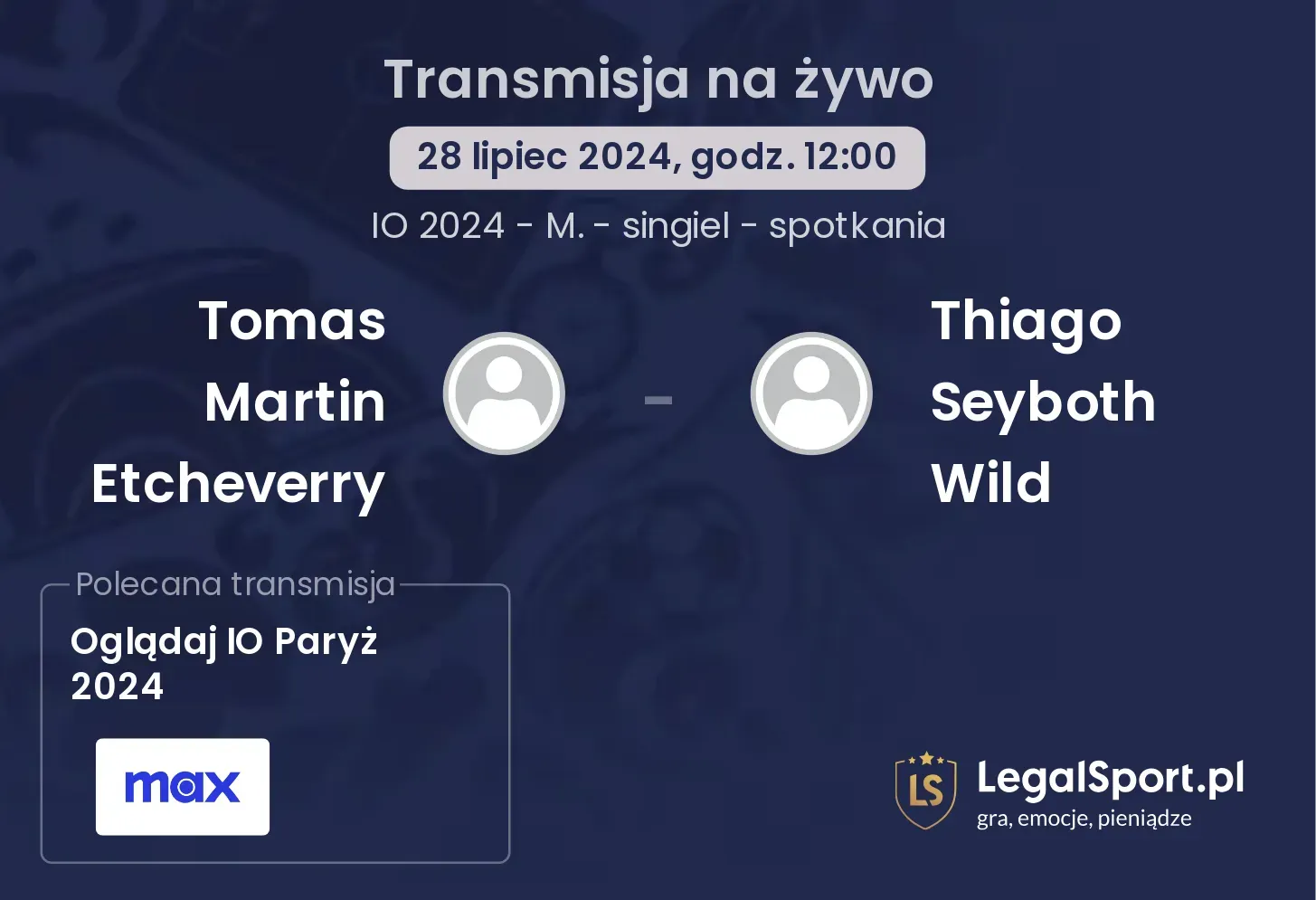 Tomas Martin Etcheverry - Thiago Seyboth Wild transmisja na żywo