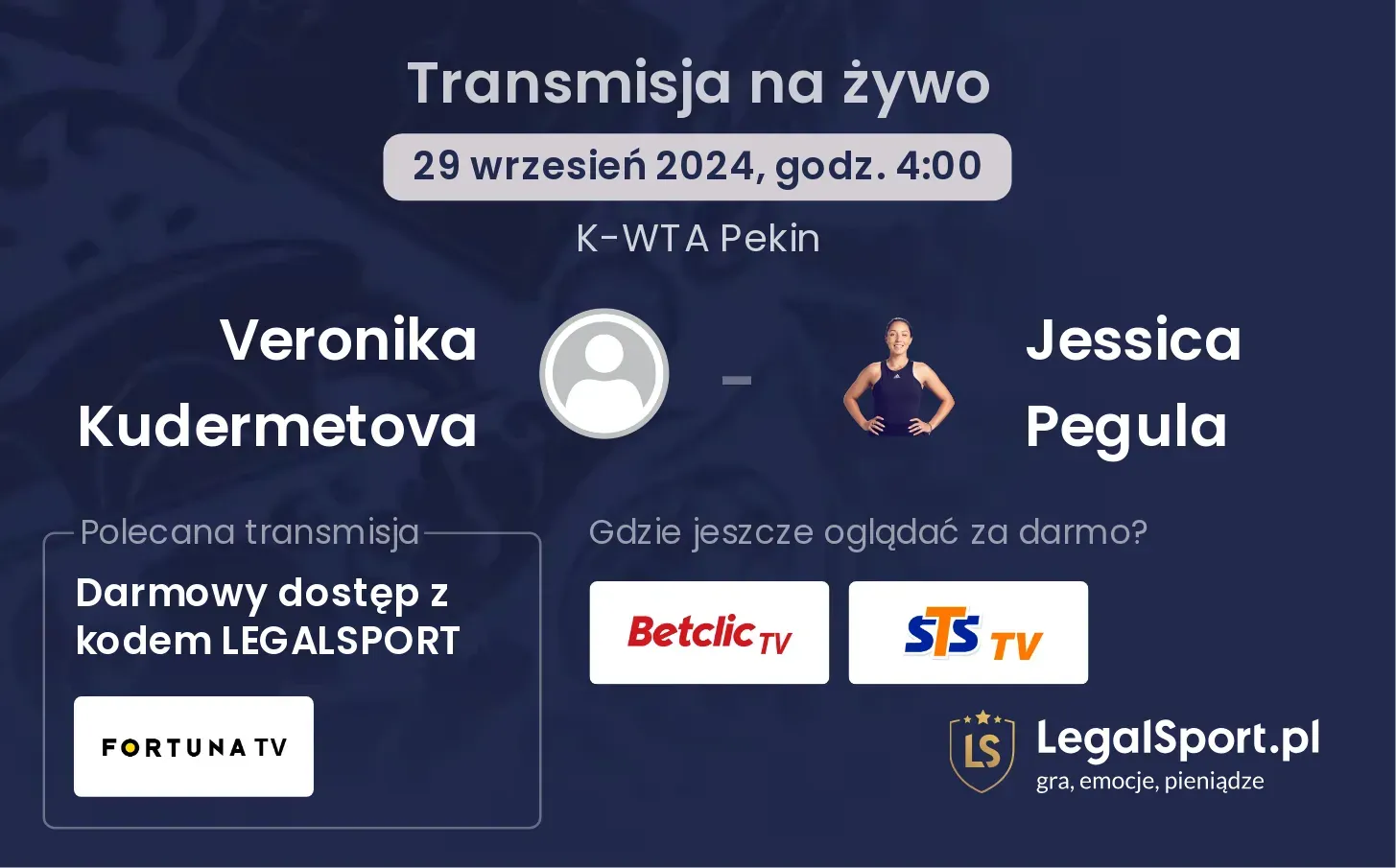 Veronika Kudermetova - Jessica Pegula transmisja na żywo