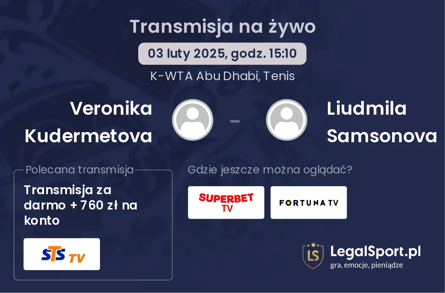 Veronika Kudermetova - Liudmila Samsonova gdzie oglądać?