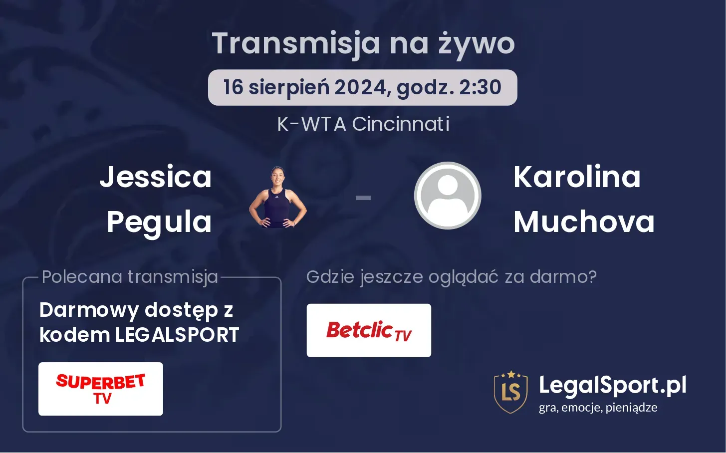 Jessica Pegula - Karolina Muchova transmisja na żywo