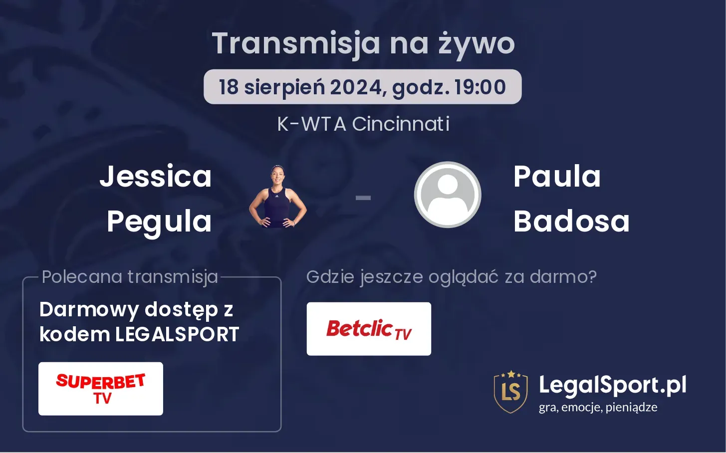 Jessica Pegula - Paula Badosa transmisja na żywo