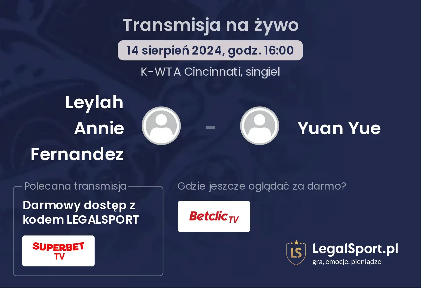 Leylah Annie Fernandez - Yuan Yue transmisja na żywo