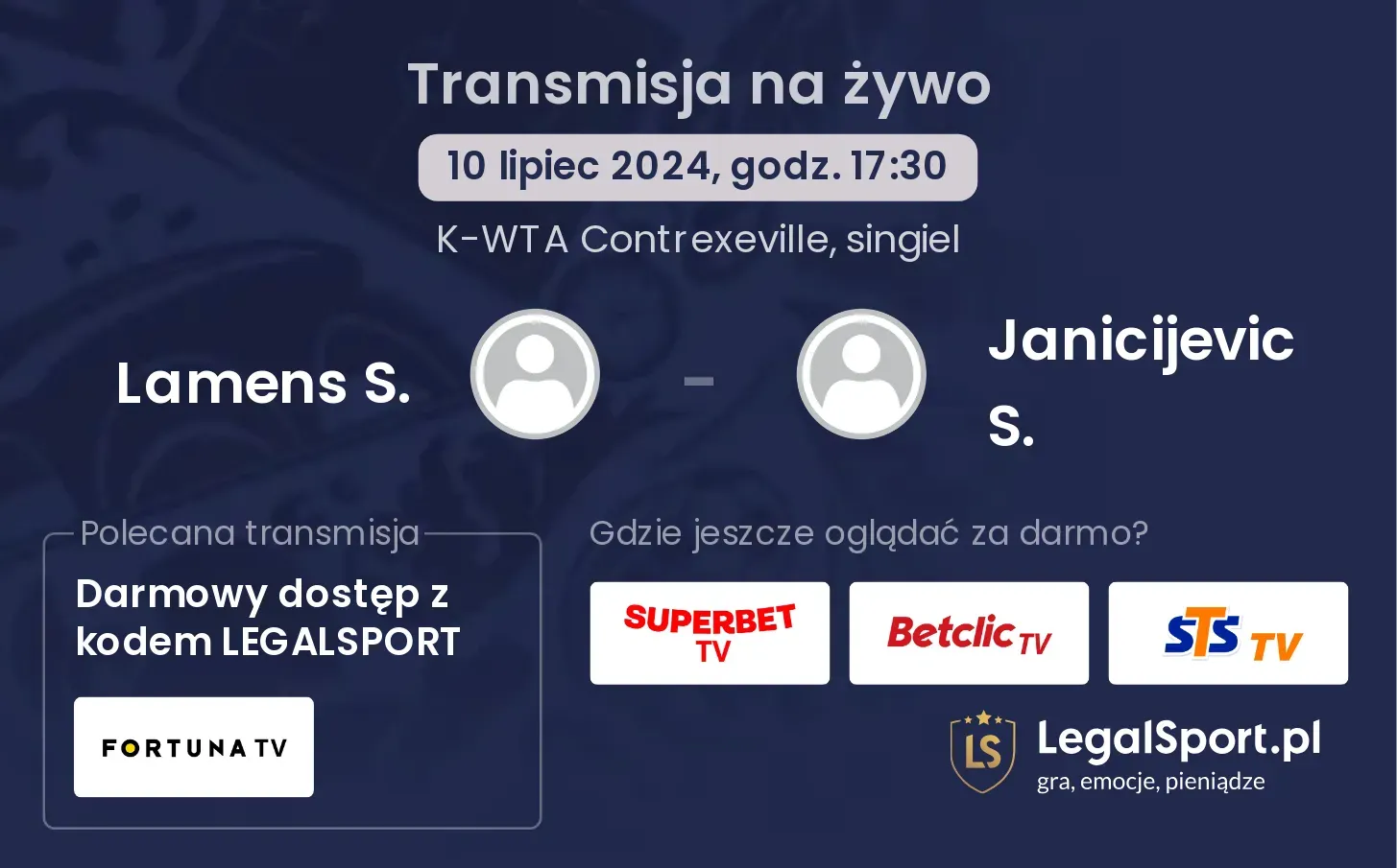 Lamens S. - Janicijevic S. transmisja na żywo