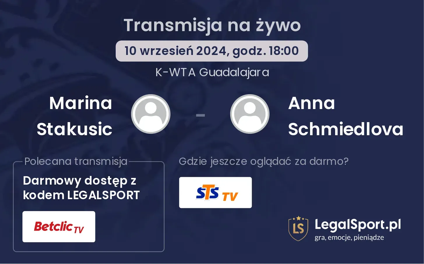 Marina Stakusic - Anna Schmiedlova transmisja na żywo