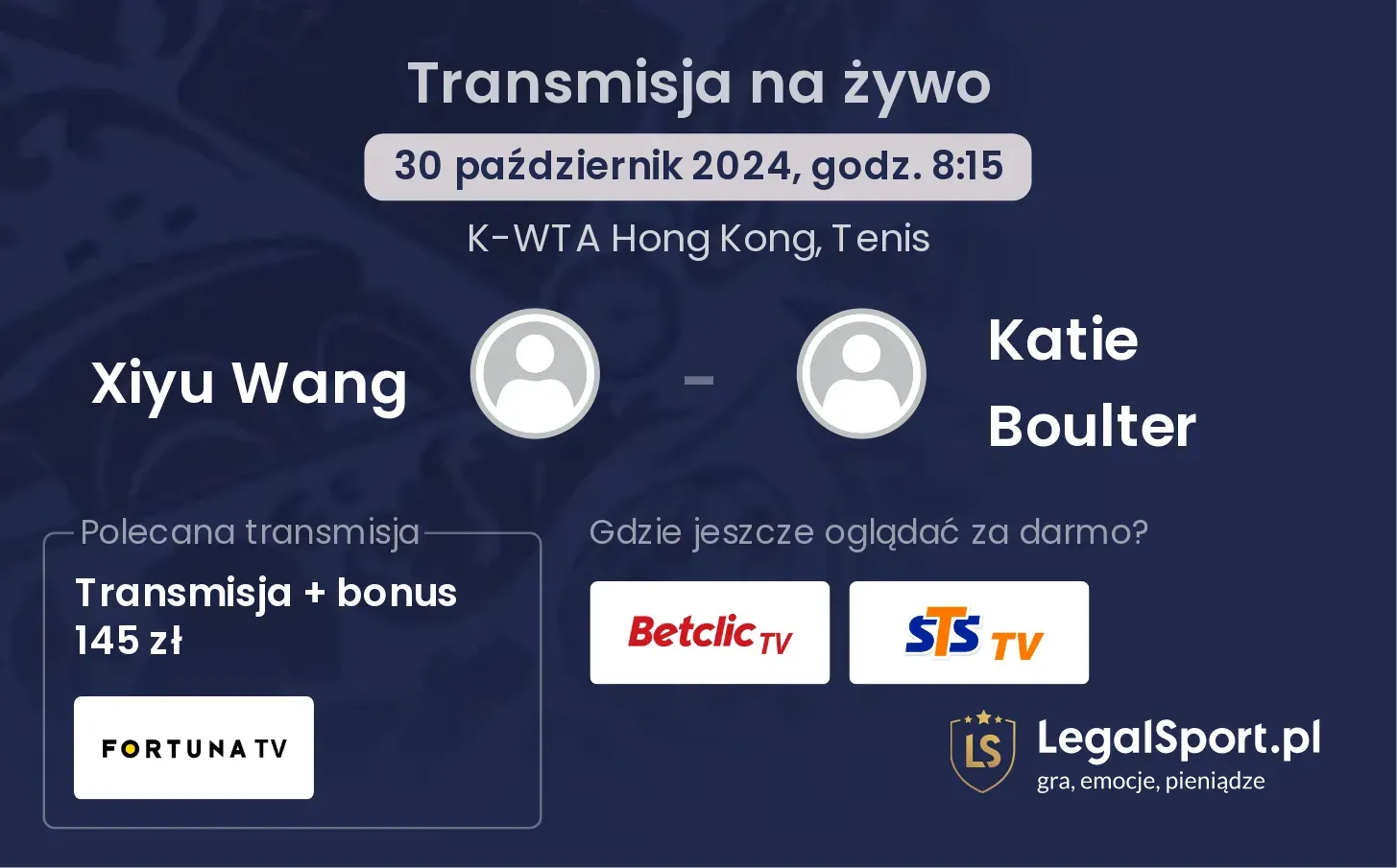 Xiyu Wang - Katie Boulter transmisja na żywo