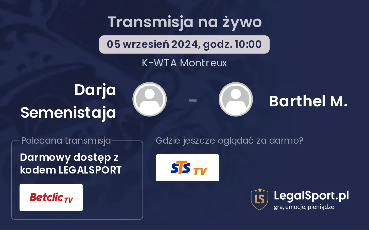 Darja Semenistaja - Barthel M. transmisja na żywo