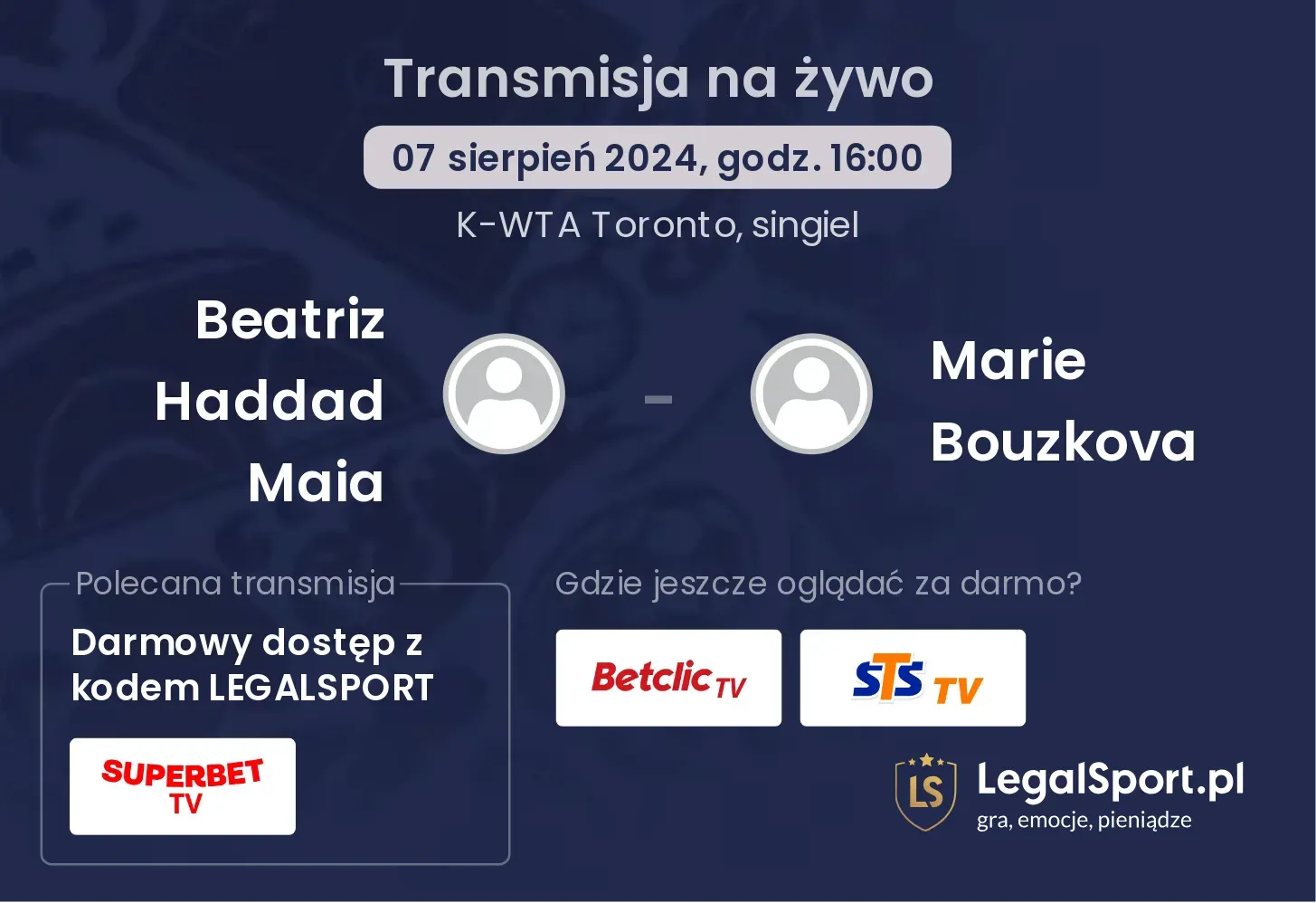 Beatriz Haddad Maia - Marie Bouzkova transmisja na żywo