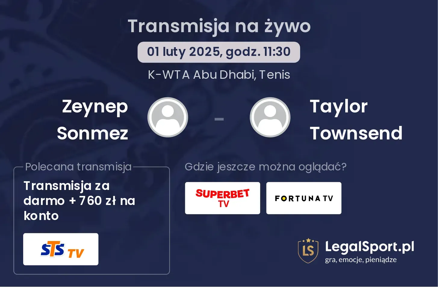 Zeynep Sonmez - Taylor Townsend transmisja na żywo