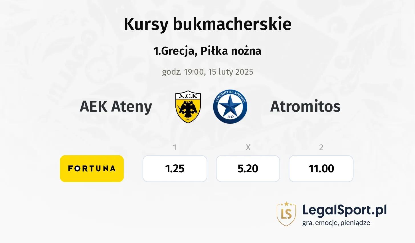 AEK Ateny - Atromitos typy, kursy