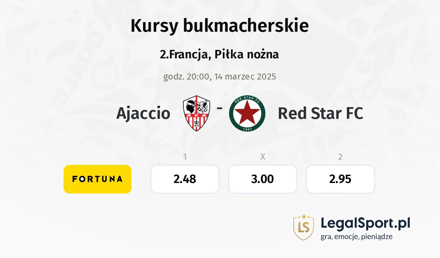 Ajaccio - Red Star FC typy, kursy