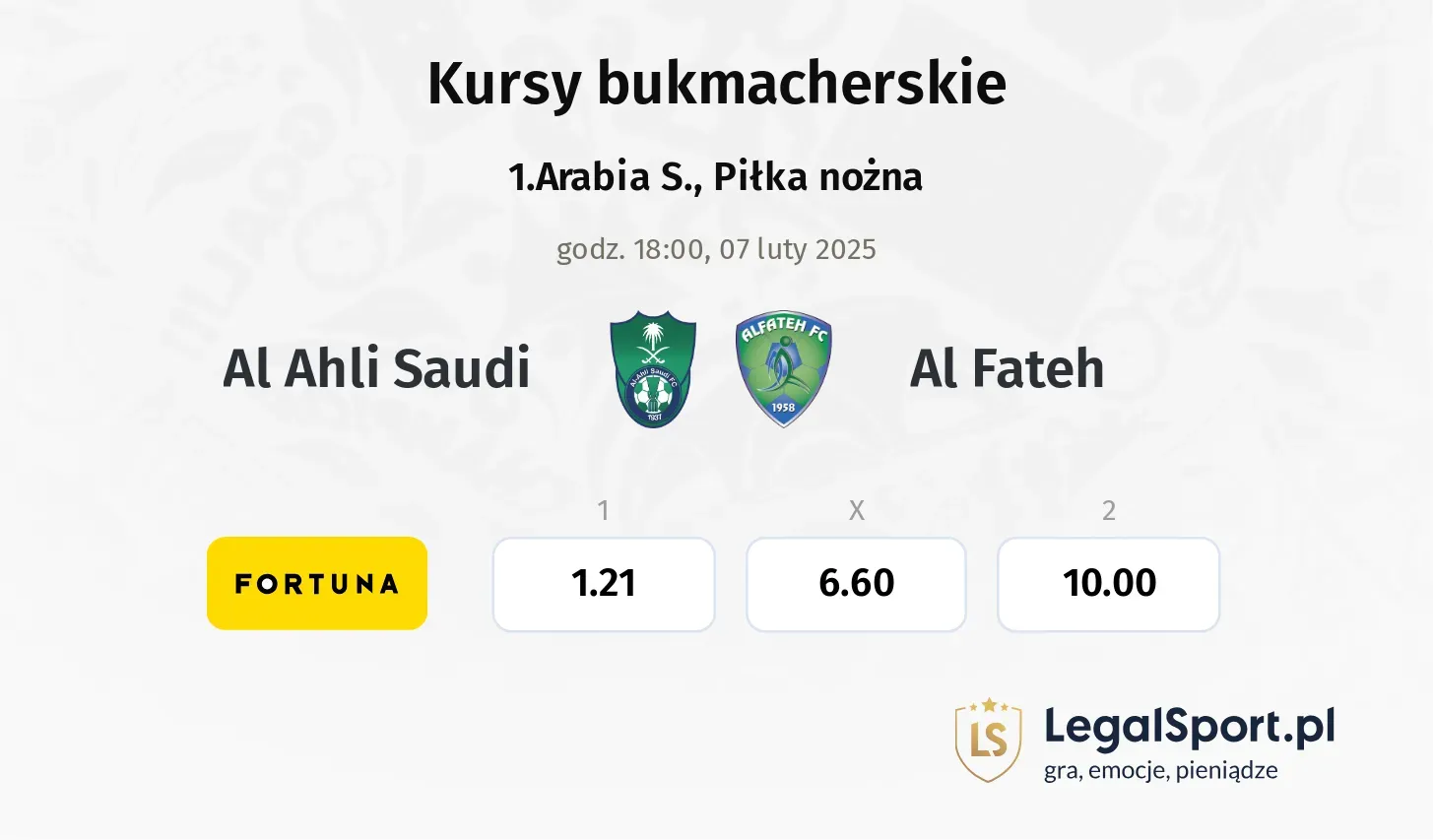 Al Ahli Saudi - Al Fateh typy, kursy