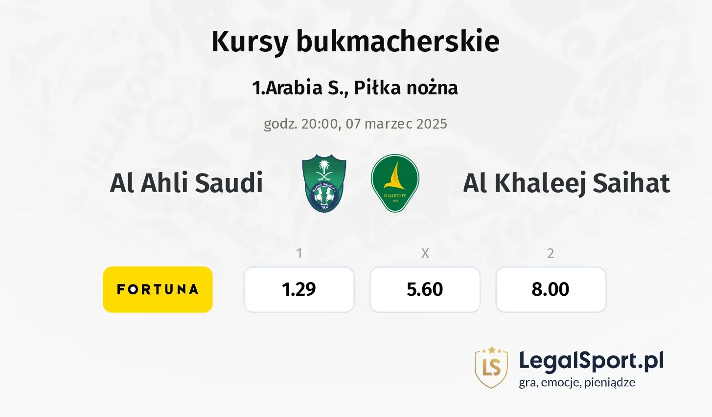 Al Ahli Saudi - Al Khaleej Saihat typy, kursy