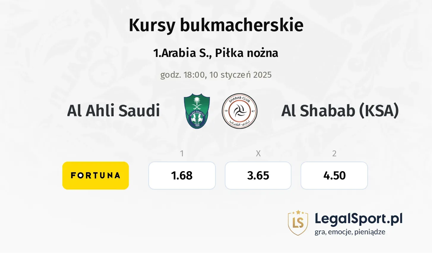 Al Ahli Saudi - Al Shabab (KSA) typy, kursy