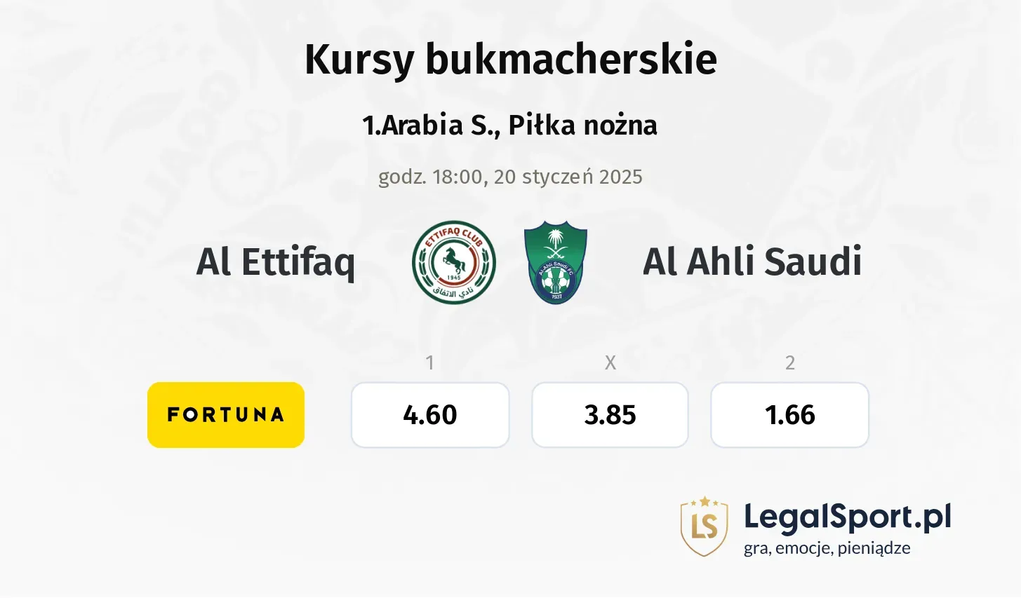 Al Ettifaq - Al Ahli Saudi promocje bonusy na mecz