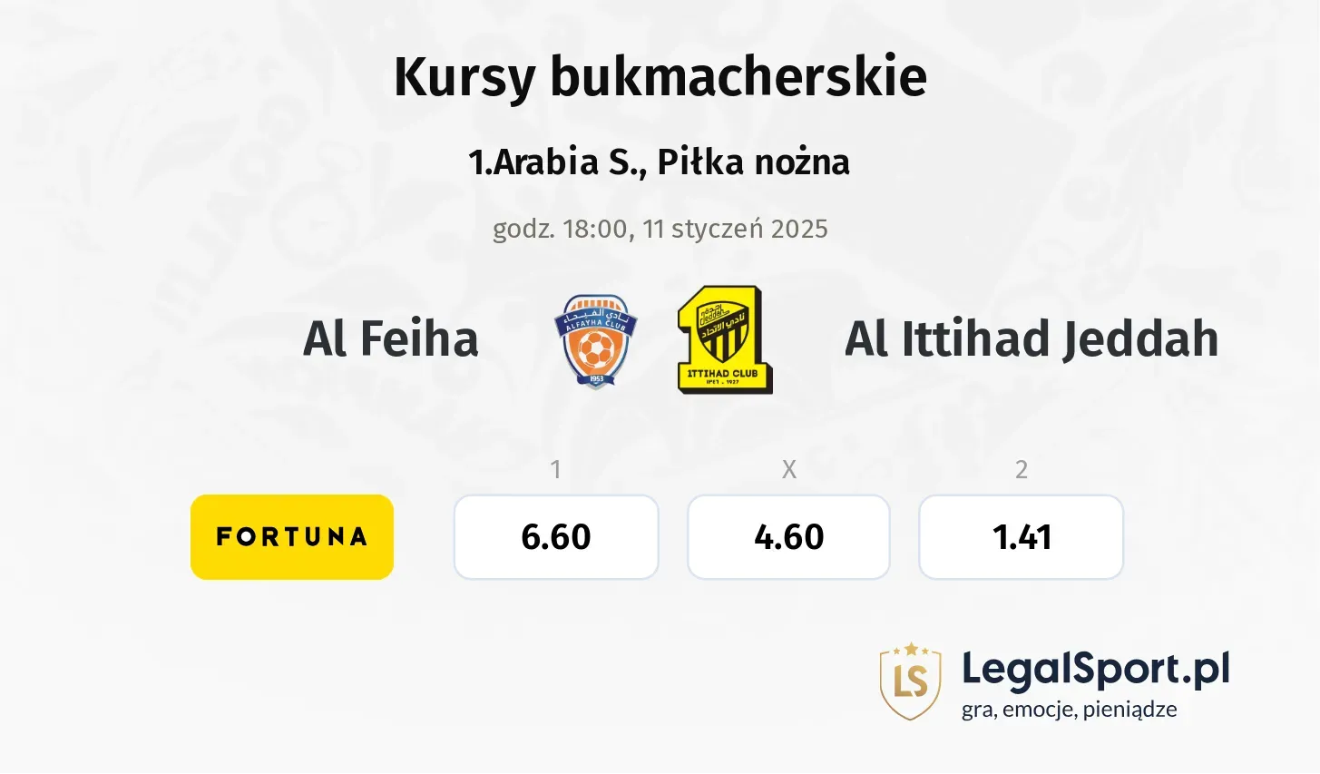 Al Feiha - Al Ittihad Jeddah typy, kursy