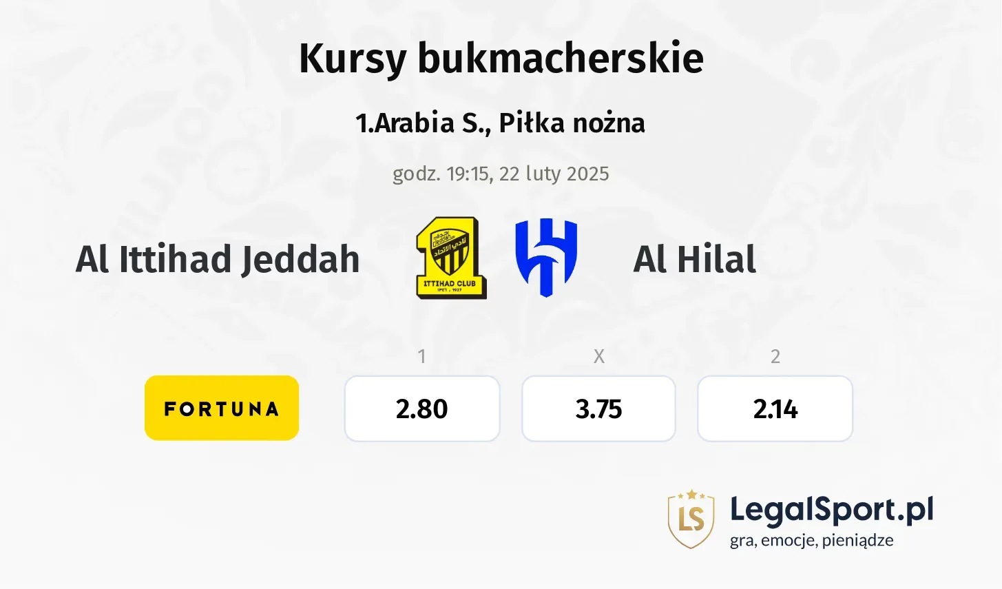 Al Ittihad Jeddah - Al Hilal typy, kursy