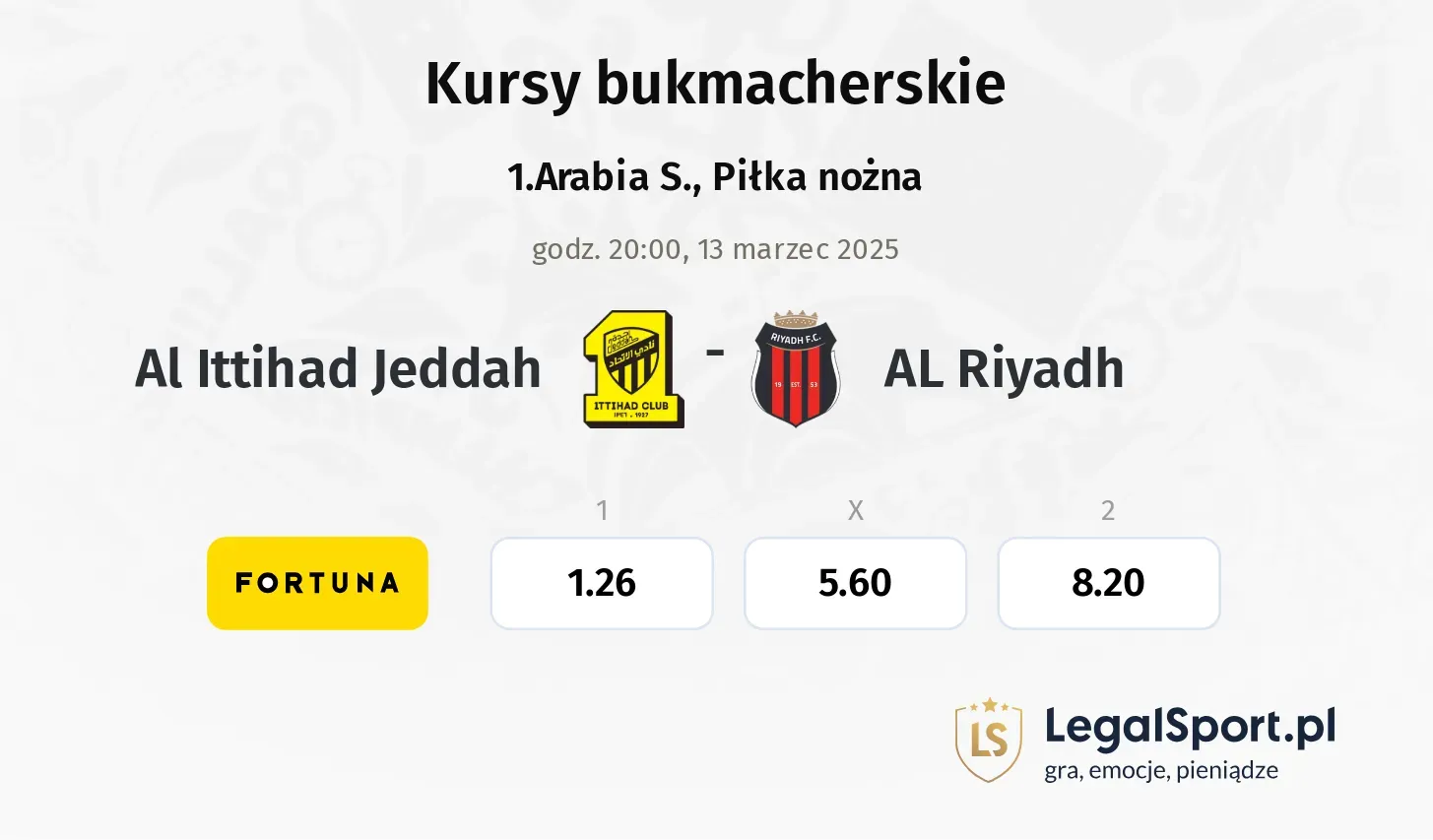 Al Ittihad Jeddah - AL Riyadh typy, kursy