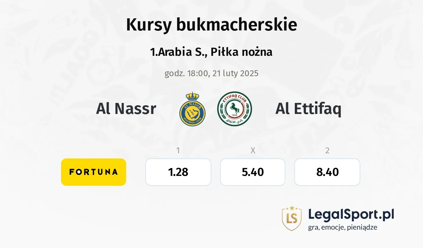 Al Nassr - Al Ettifaq typy, kursy